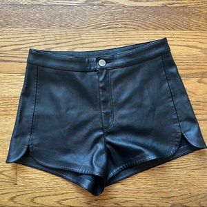 H&M faux leather high waisted shorts size 6